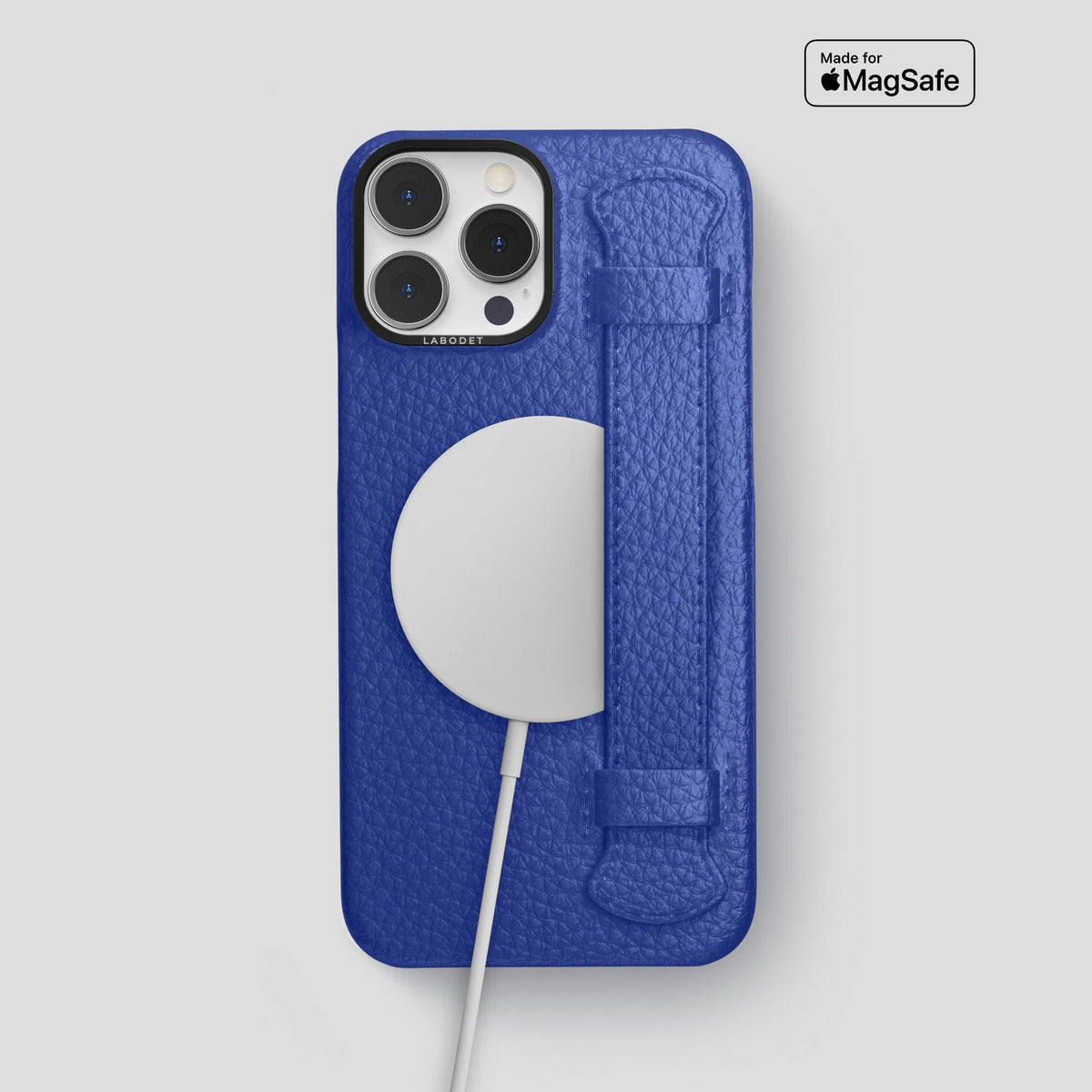 Royal Blue iPhone 15 Pro Max Strap Case Calf with Black Metal -5 | Royal-Blue-Black