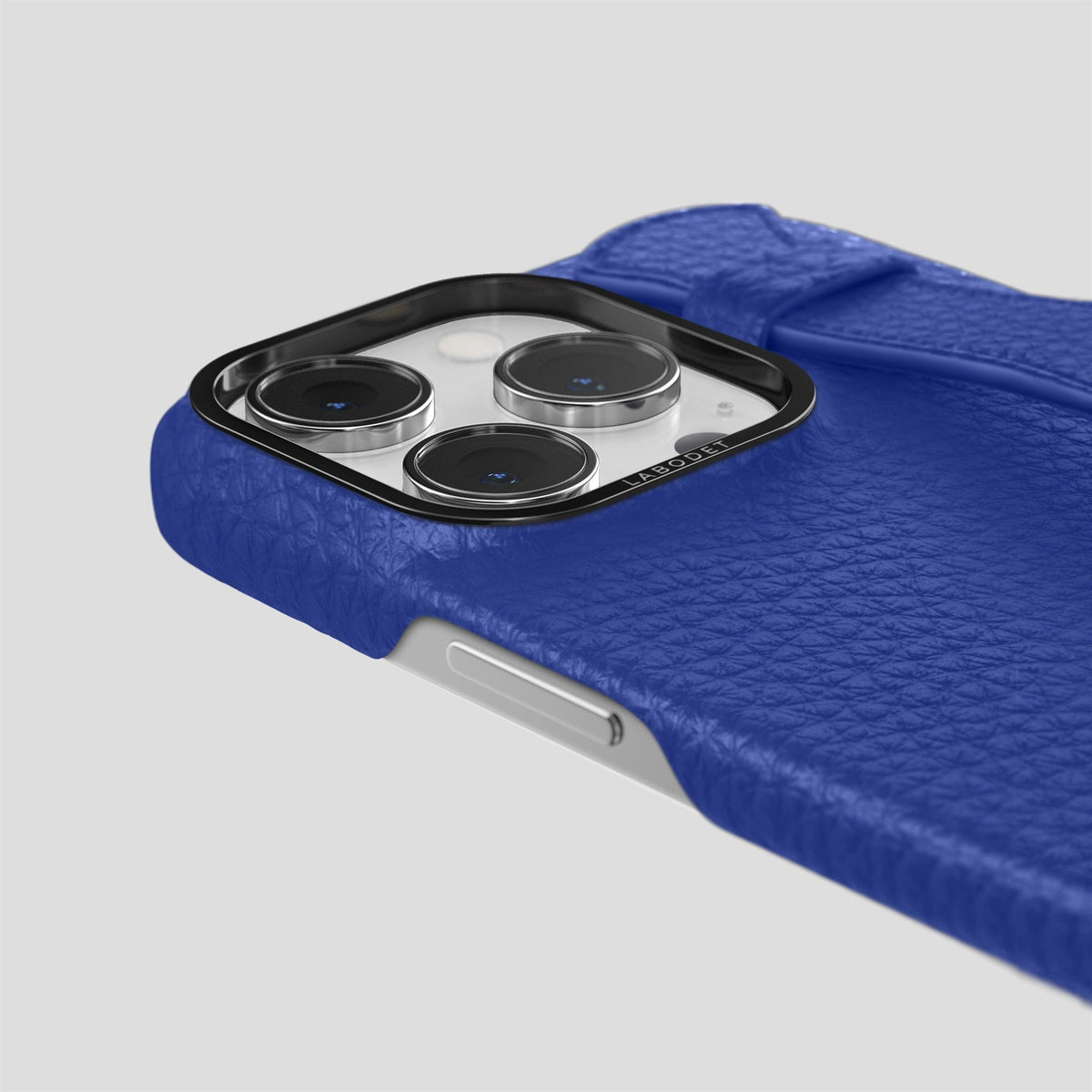 Royal Blue iPhone 15 Pro Max Strap Case Calf with Black Metal -6 | Royal-Blue-Black