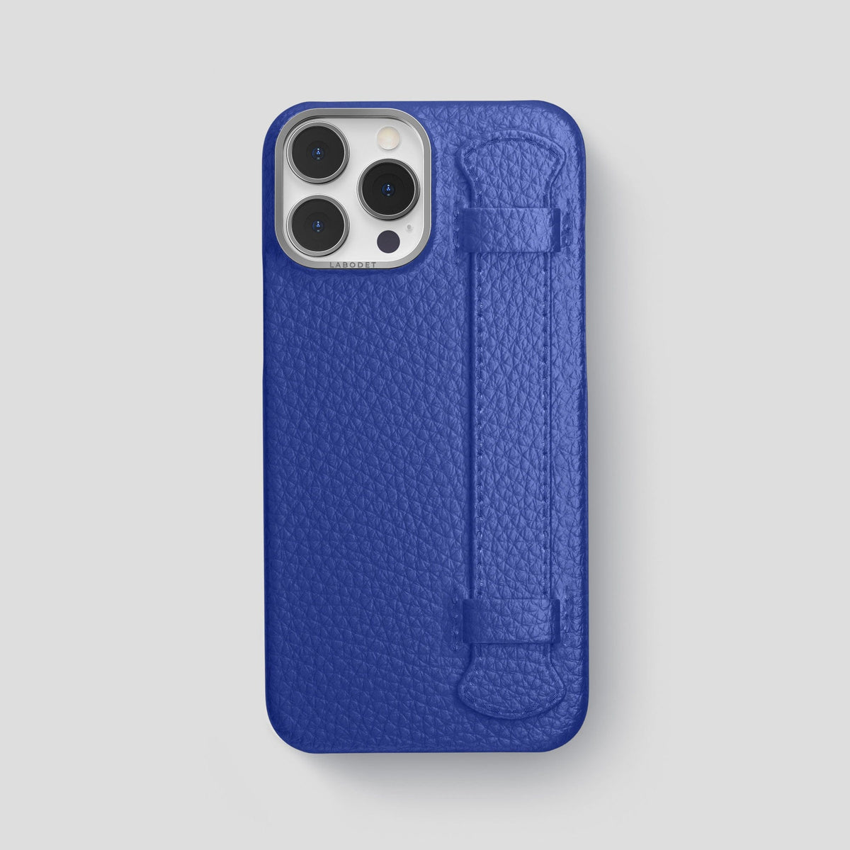 Royal Blue iPhone 15 Pro Max Strap Case Calf with Steel Metal -1 | Royal-Blue-Steel