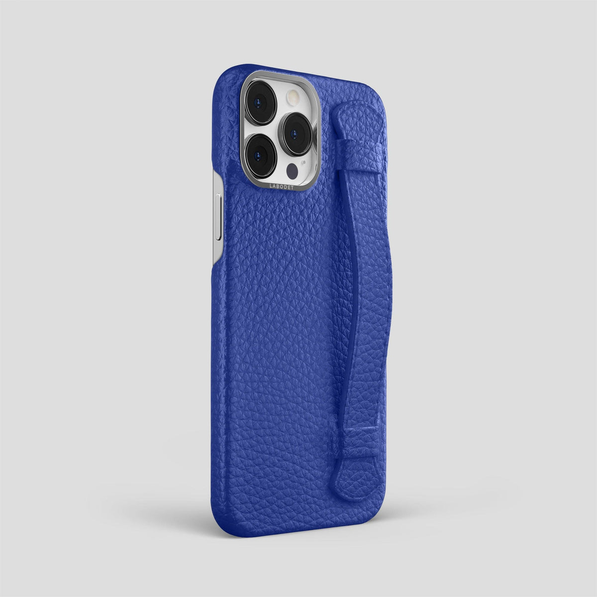 Royal Blue iPhone 15 Pro Max Strap Case Calf with Steel Metal -2 | Royal-Blue-Steel