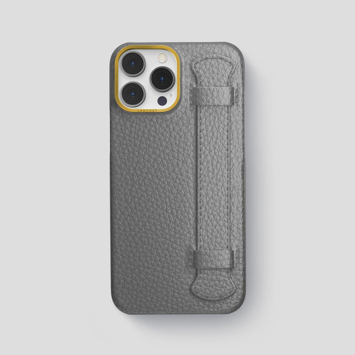 Souris iPhone 15 Pro Max Strap Case Calf with Gold Metal -1 | Souris-Gold