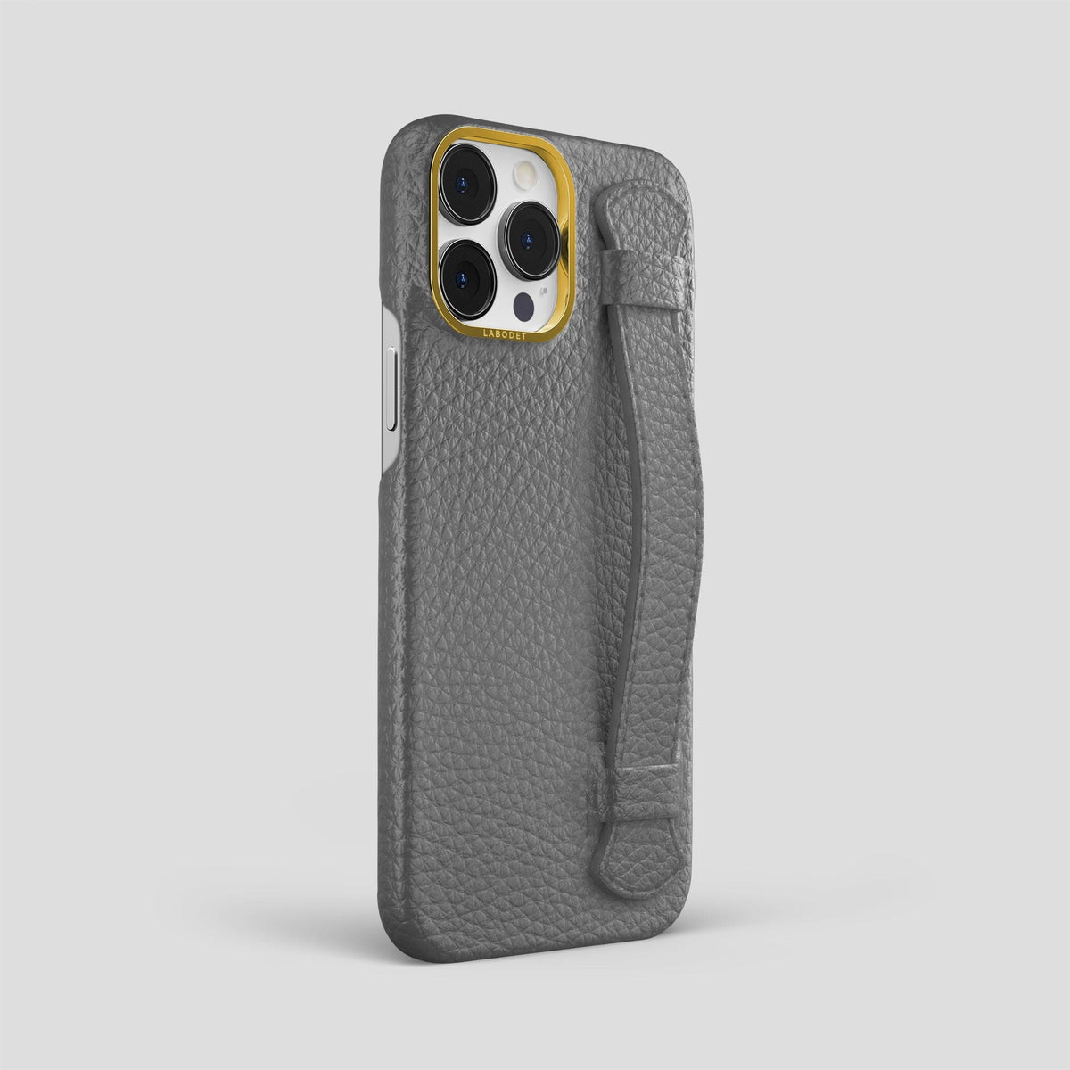 Souris iPhone 15 Pro Max Strap Case Calf with Gold Metal -2 | Souris-Gold