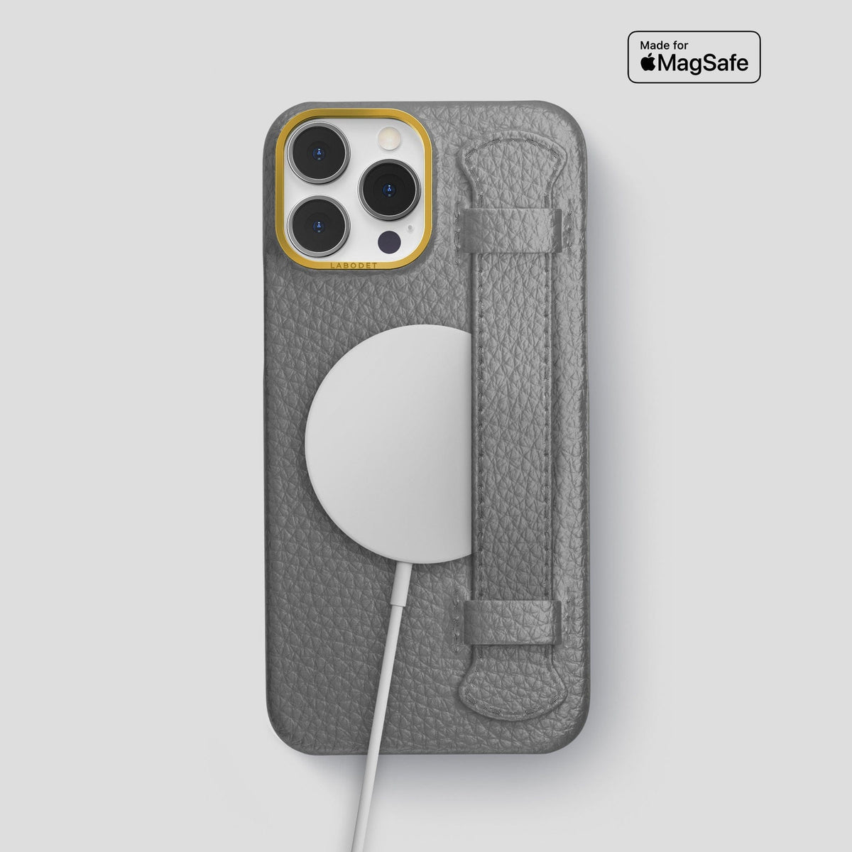 Souris iPhone 15 Pro Max Strap Case Calf with Gold Metal -5 | Souris-Gold