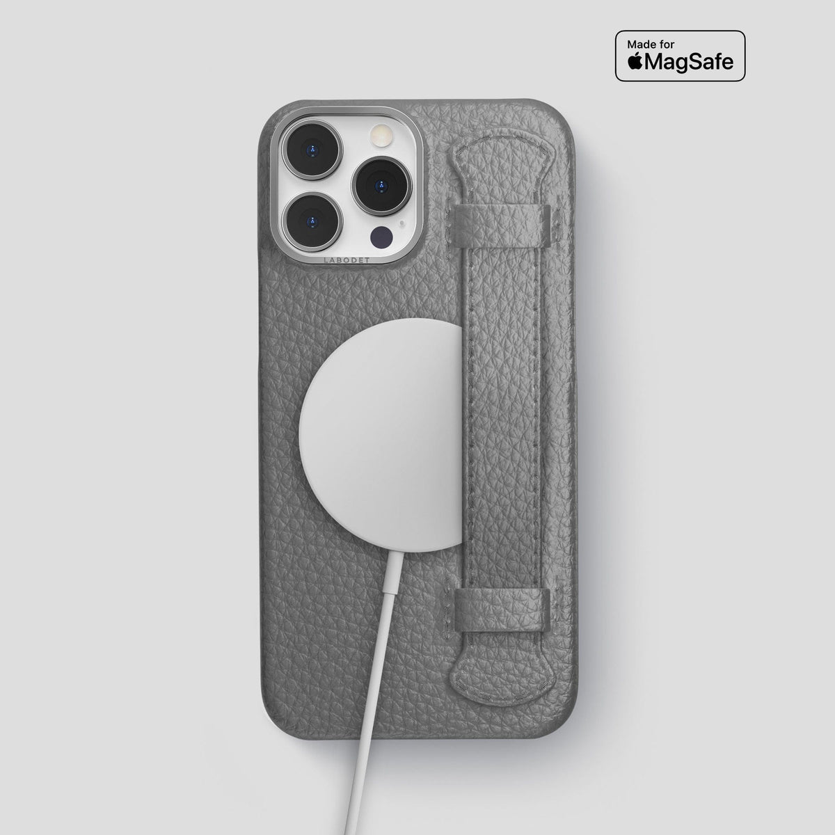 Souris iPhone 15 Pro Max Strap Case Calf with Steel Metal -5 | Souris-Steel