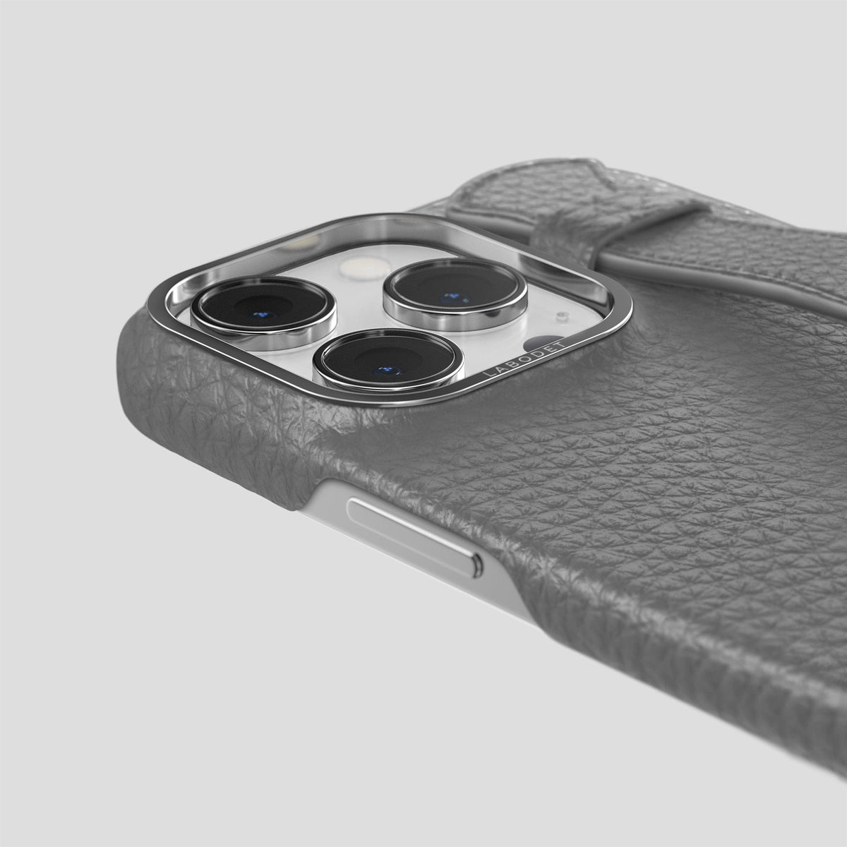 Souris iPhone 15 Pro Max Strap Case Calf with Steel Metal -6 | Souris-Steel