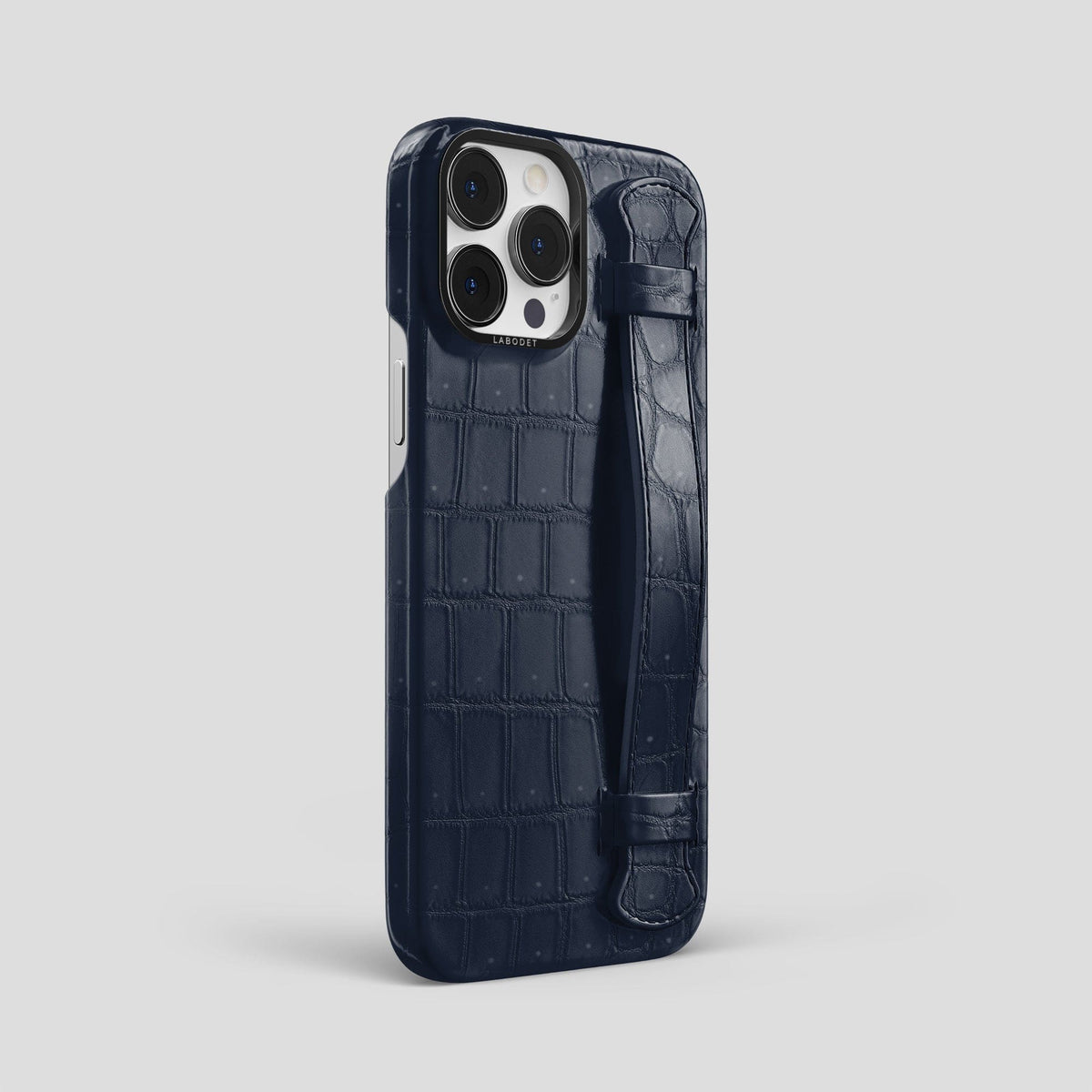 Deep Blue Sea iPhone 15 Pro Max Strap Case Porosus Crocodile with Black Metal -2 | Deep-Blue-Sea-Black