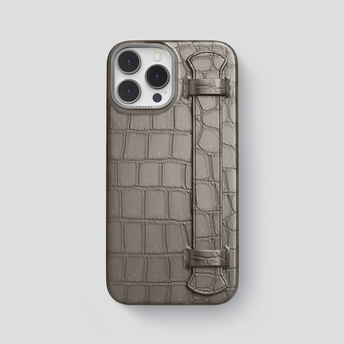 Lava-Stone iPhone 15 Pro Max Strap Case Porosus Crocodile with Steel Metal -1 | Lava-Stone-Steel