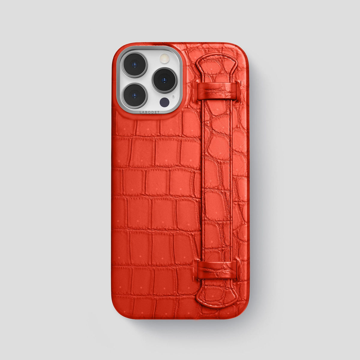 Rust iPhone 15 Pro Max Strap Case Porosus Crocodile with Steel Metal -1 | Rust-Steel