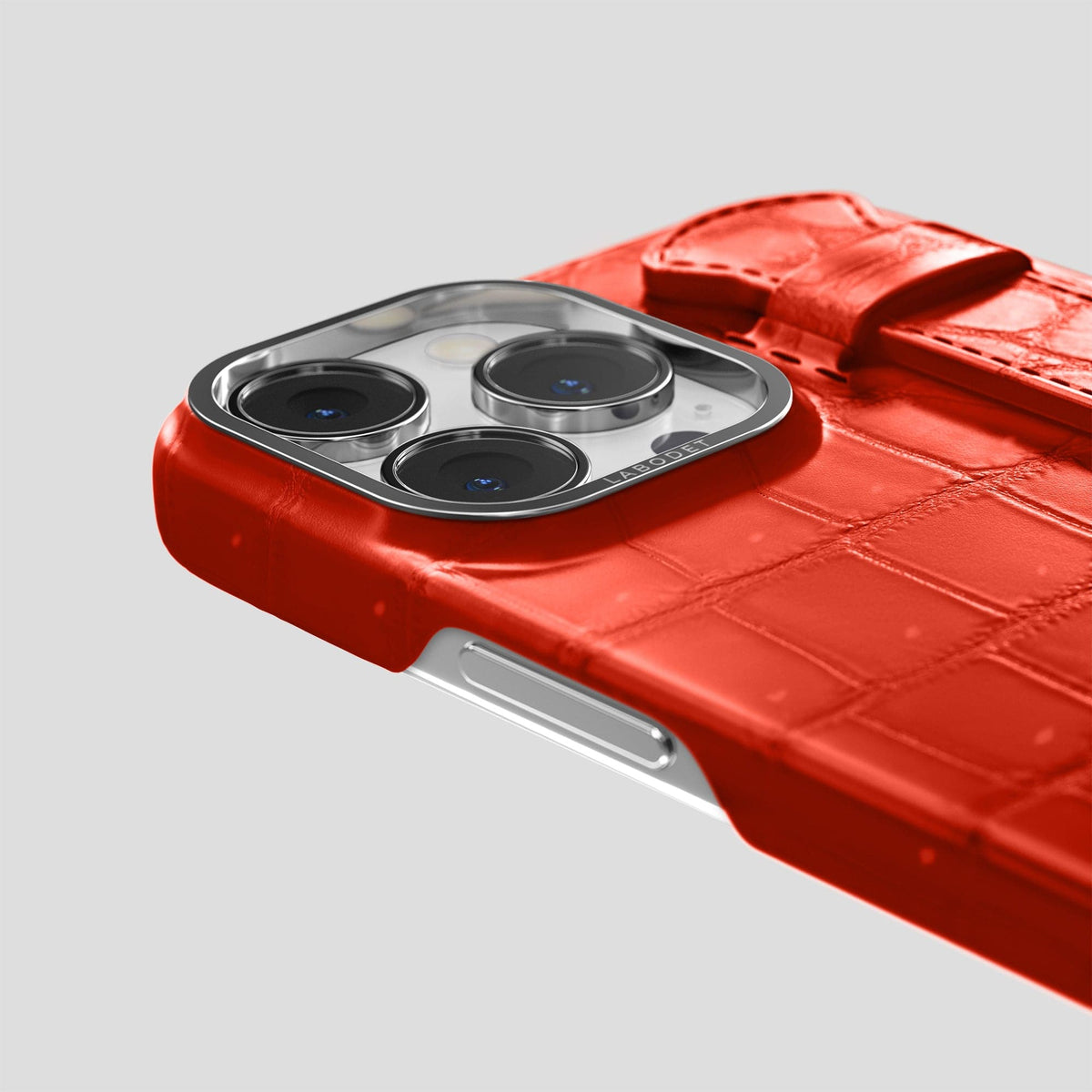 Rust iPhone 15 Pro Max Strap Case Porosus Crocodile with Steel Metal -6 | Rust-Steel