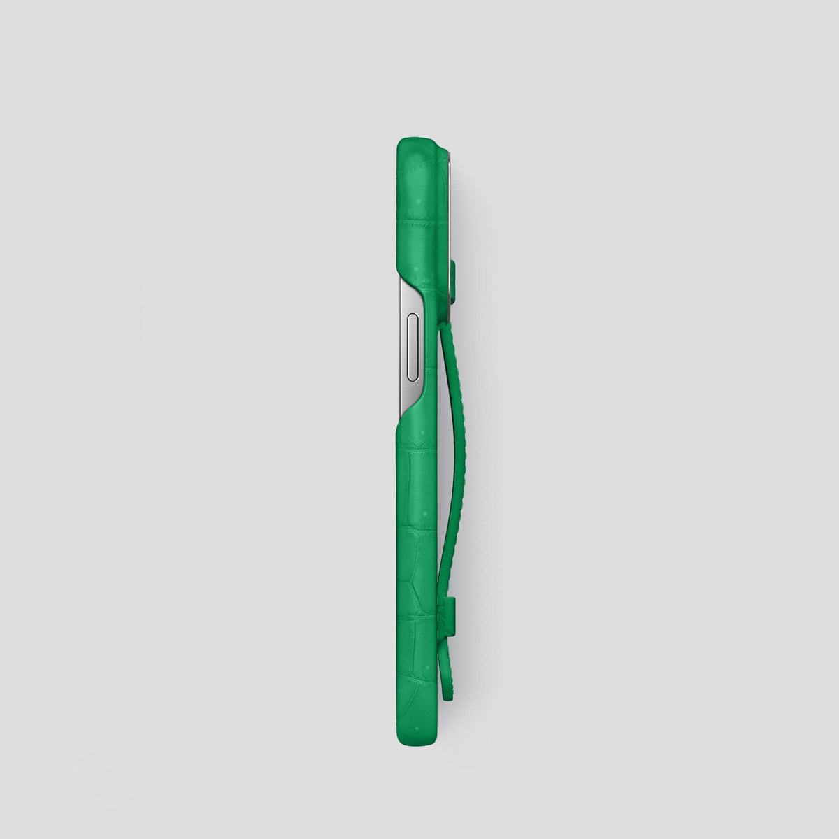 Cactus-Green iPhone 15 Pro Strap Case Porosus Crocodile with Steel Metal -3 | Cactus-Green-Steel