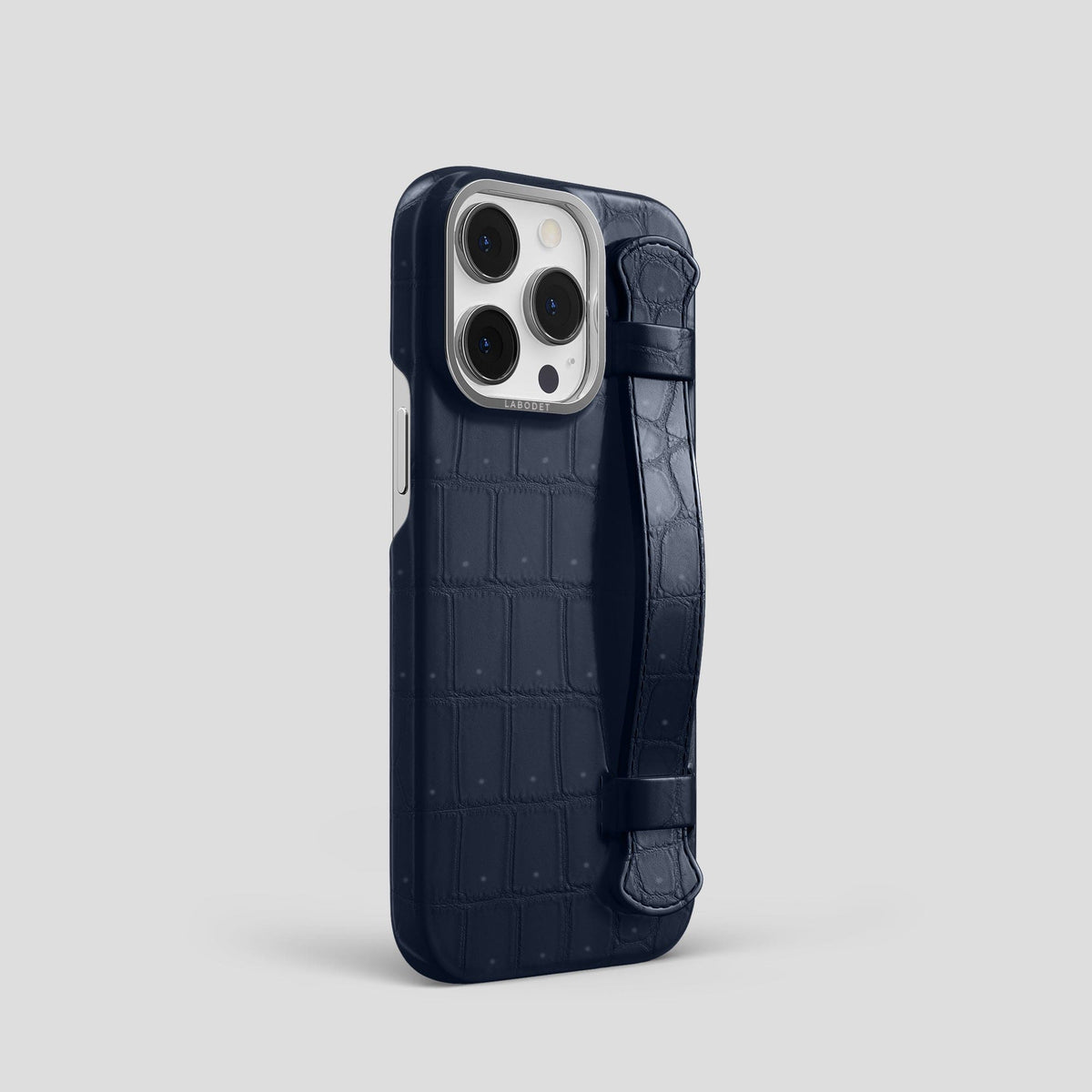 Deep Blue Sea iPhone 15 Pro Strap Case Porosus Crocodile with Steel Metal -2 | Deep-Blue-Sea-Steel