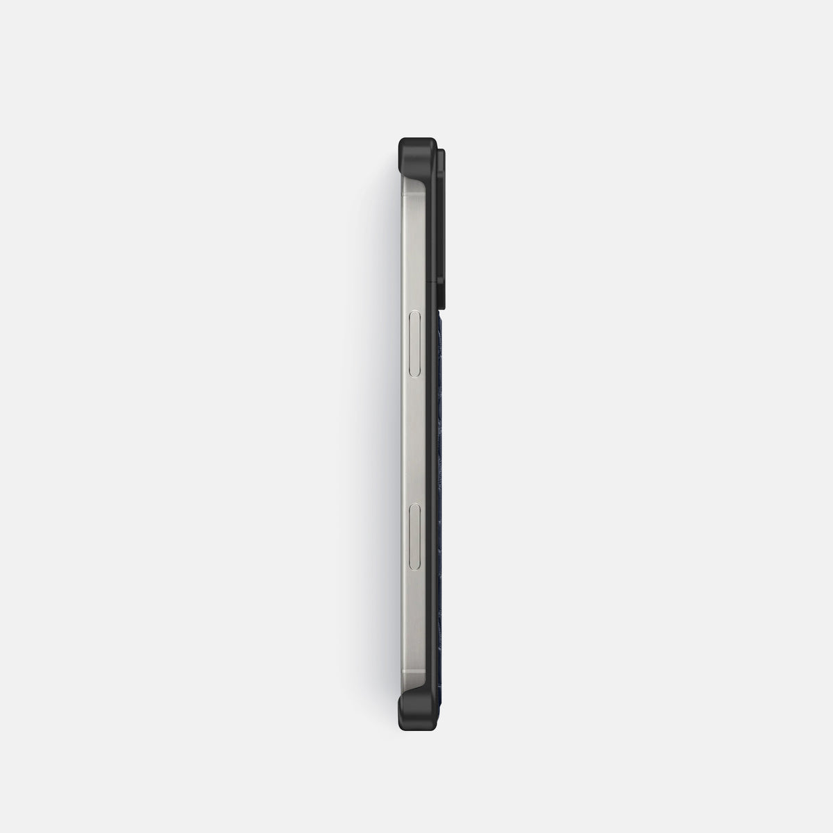 Navy Blue iPhone 16 Pro Cyber Case In Alligator with Black Metal -3 | Navy-Blue-Black