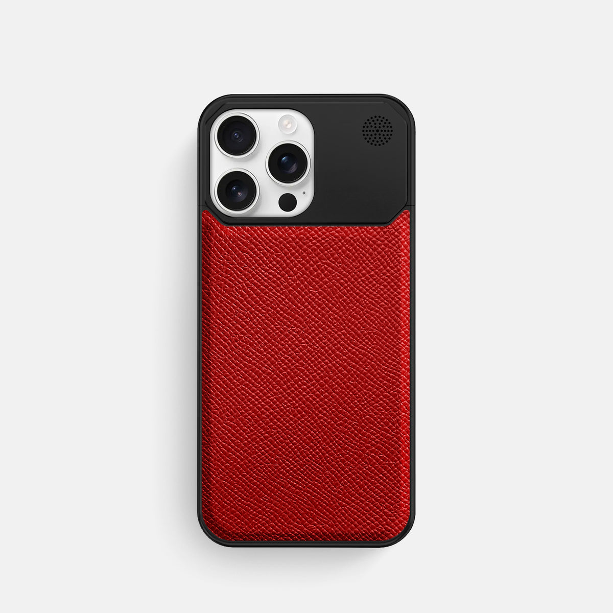 Red iPhone 16 Pro Cyber Case Epsom-Calf with Black Metal -1 | Red-Black
