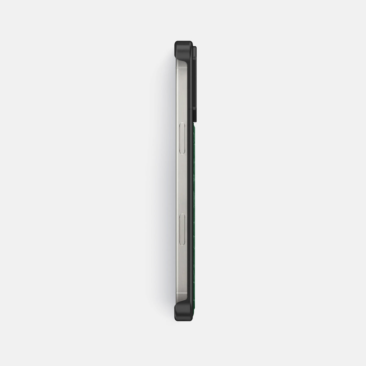 Forest-Green iPhone 16 Pro Max Cyber Case In Alligator with Black Metal -3 | Forest-Green-Black