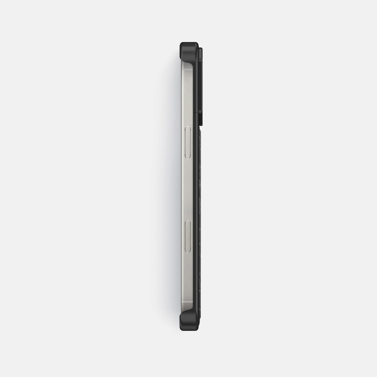 Grey iPhone 16 Pro Max Cyber Case In Alligator with Black Metal -3 | Grey-Black