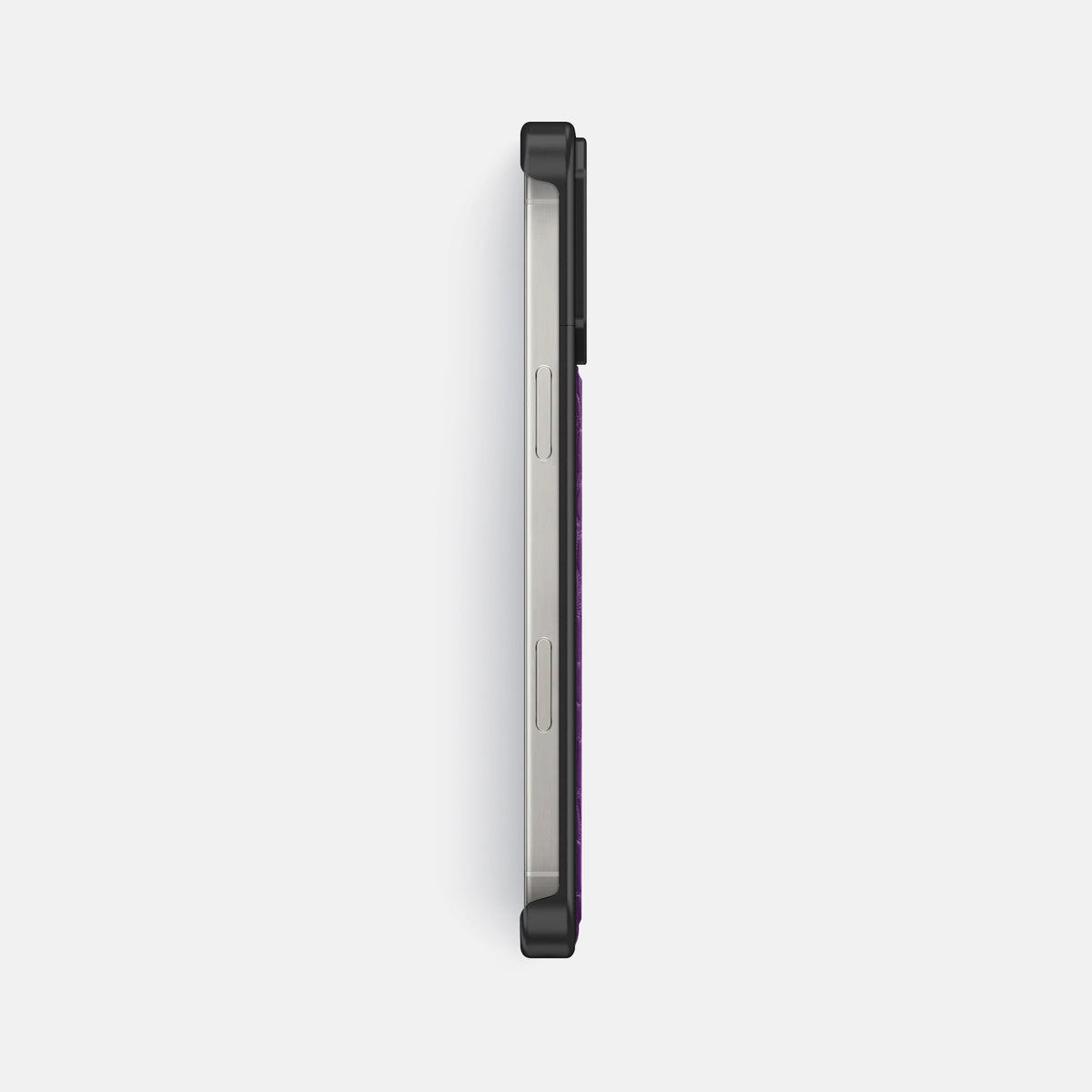 Purple iPhone 16 Pro Max Cyber Case In Alligator with Black Metal -3 | Purple-Black