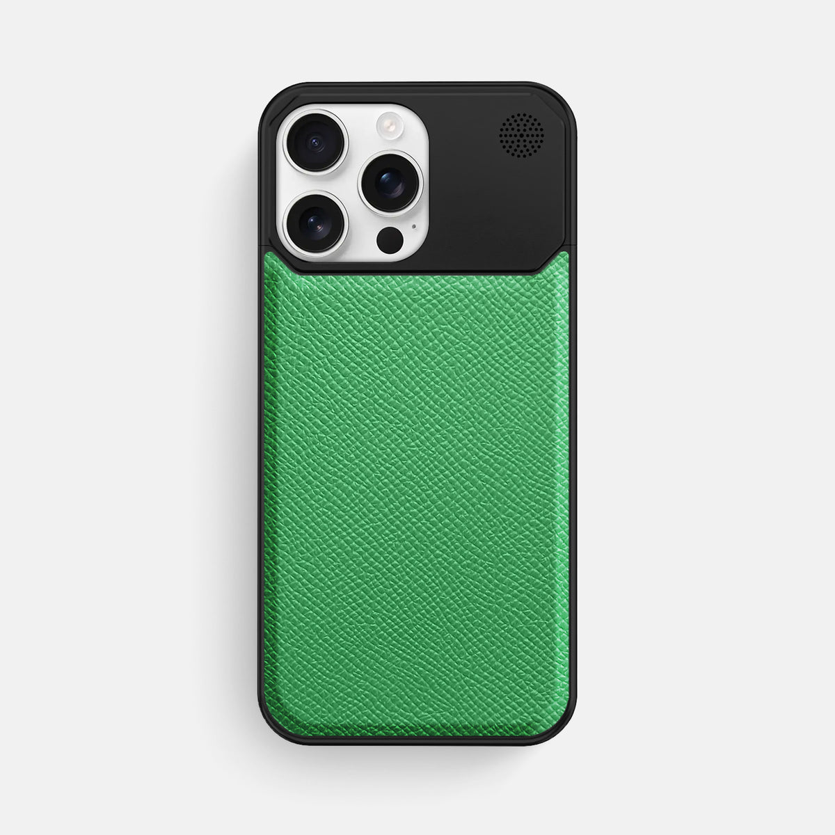 Grass-Green iPhone 16 Pro Max Cyber Case Epsom-Calf with Black Metal -1 | Grass-Green-Black