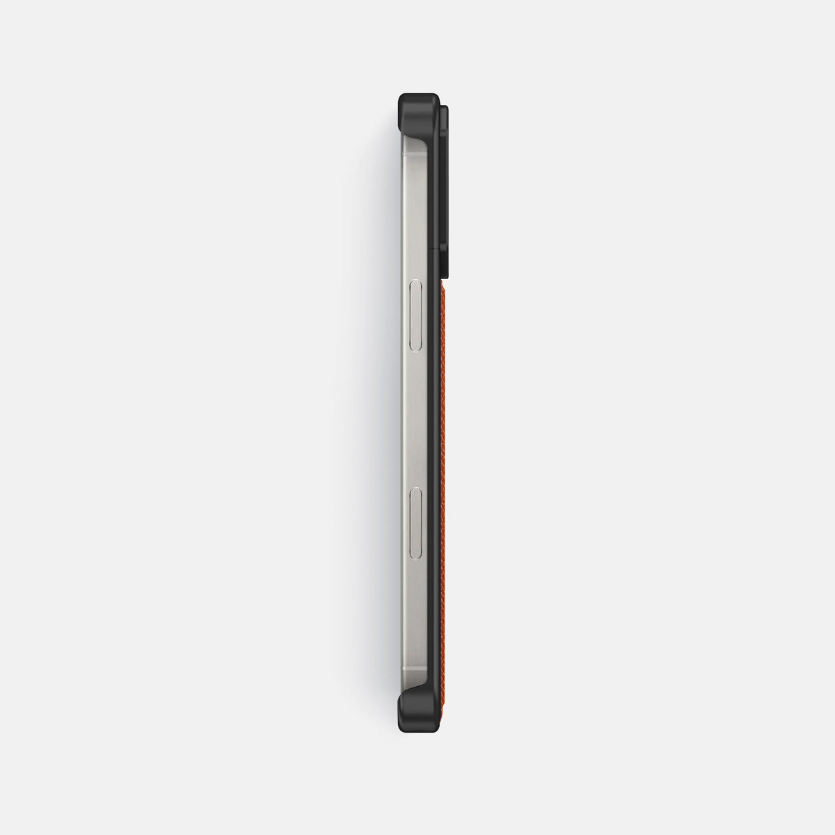 Orange iPhone 16 Pro Max Cyber Case Epsom-Calf with Black Metal -3 | Orange-Black