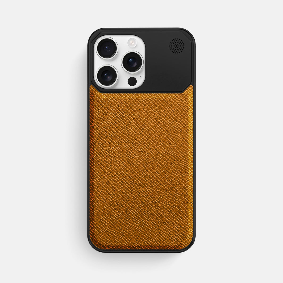 Whiskey iPhone 16 Pro Max Cyber Case Epsom-Calf with Black Metal -1 | Whiskey-Black
