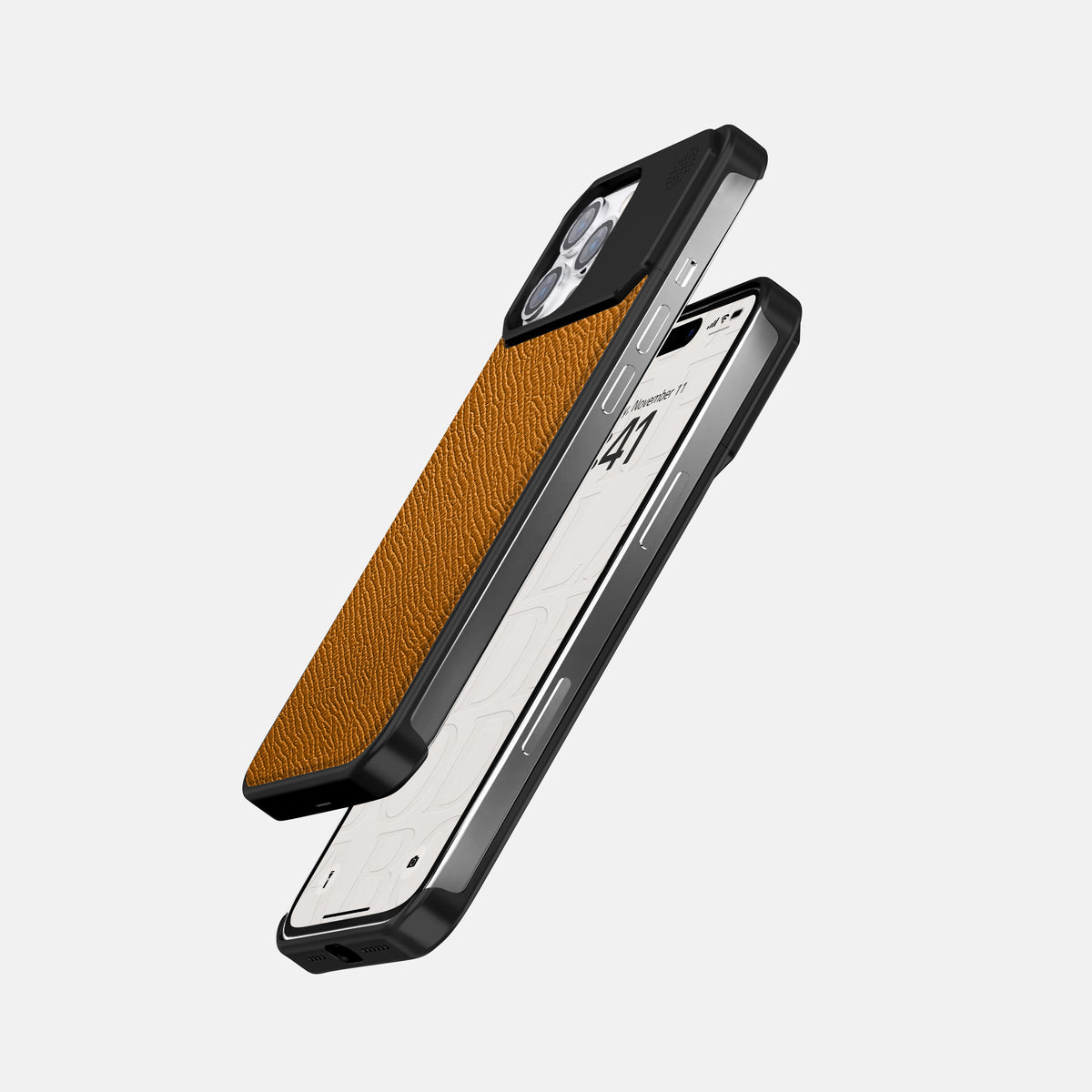 Whiskey iPhone 16 Pro Max Cyber Case Epsom-Calf with Black Metal -5 | Whiskey-Black
