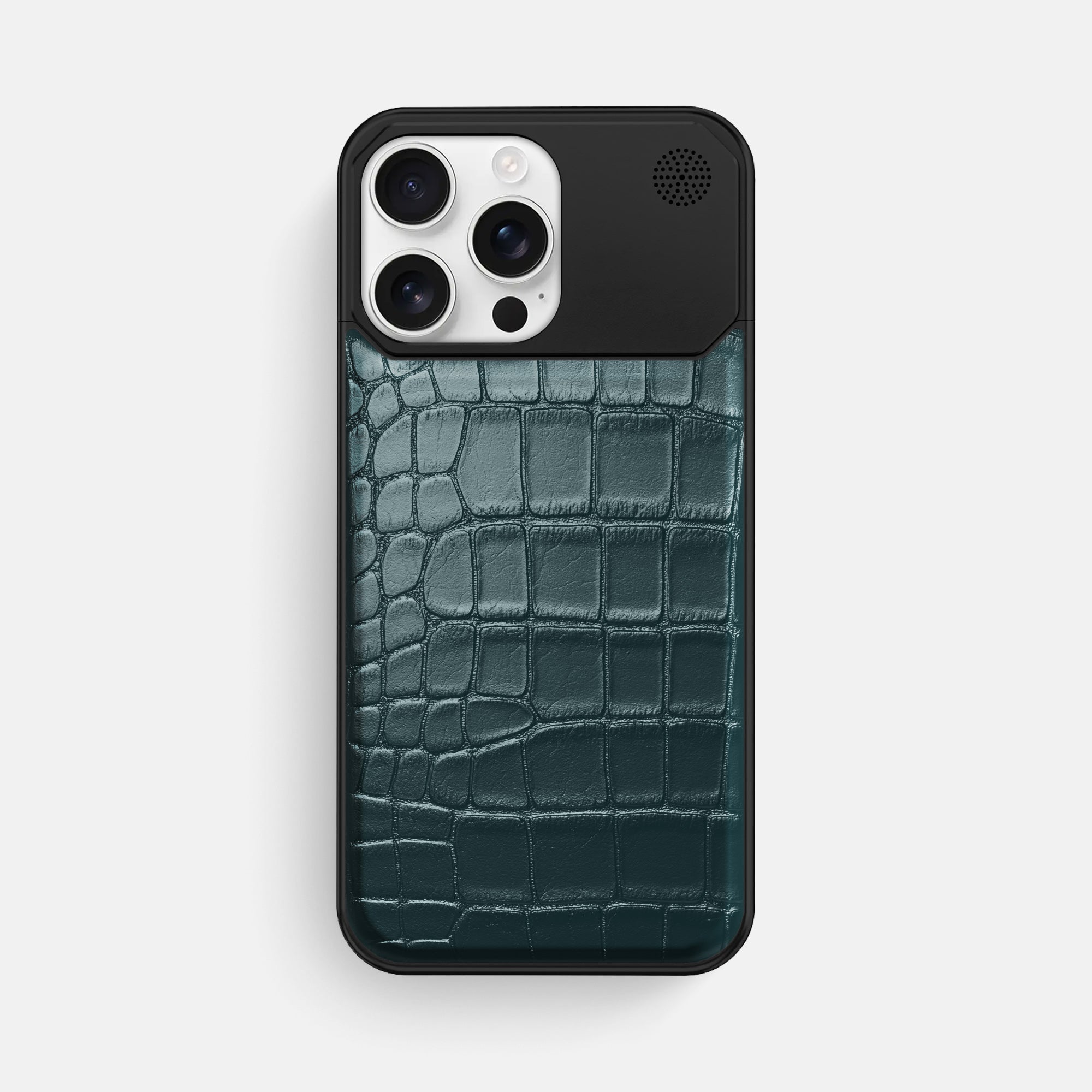 LABODET iPhone16proケース クロコダイル 本革　ブラック Metal Case For iPhone 16 Pro Max In Metallic Alligator · Labodet