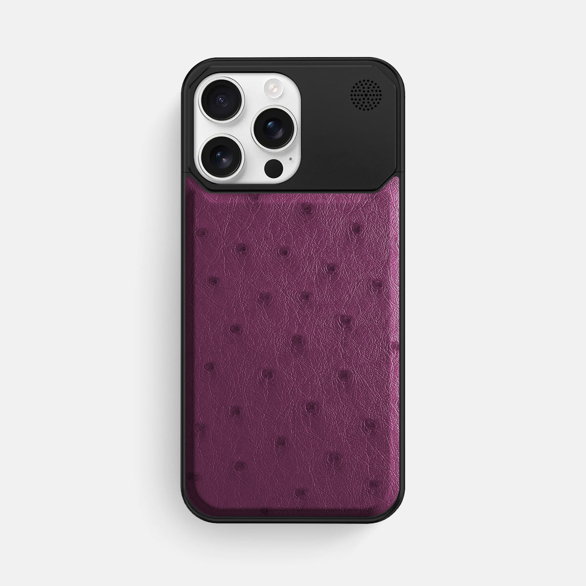 Purple iPhone 16 Pro Max Cyber Case Ostrich with Black Metal -1 | Purple-Black