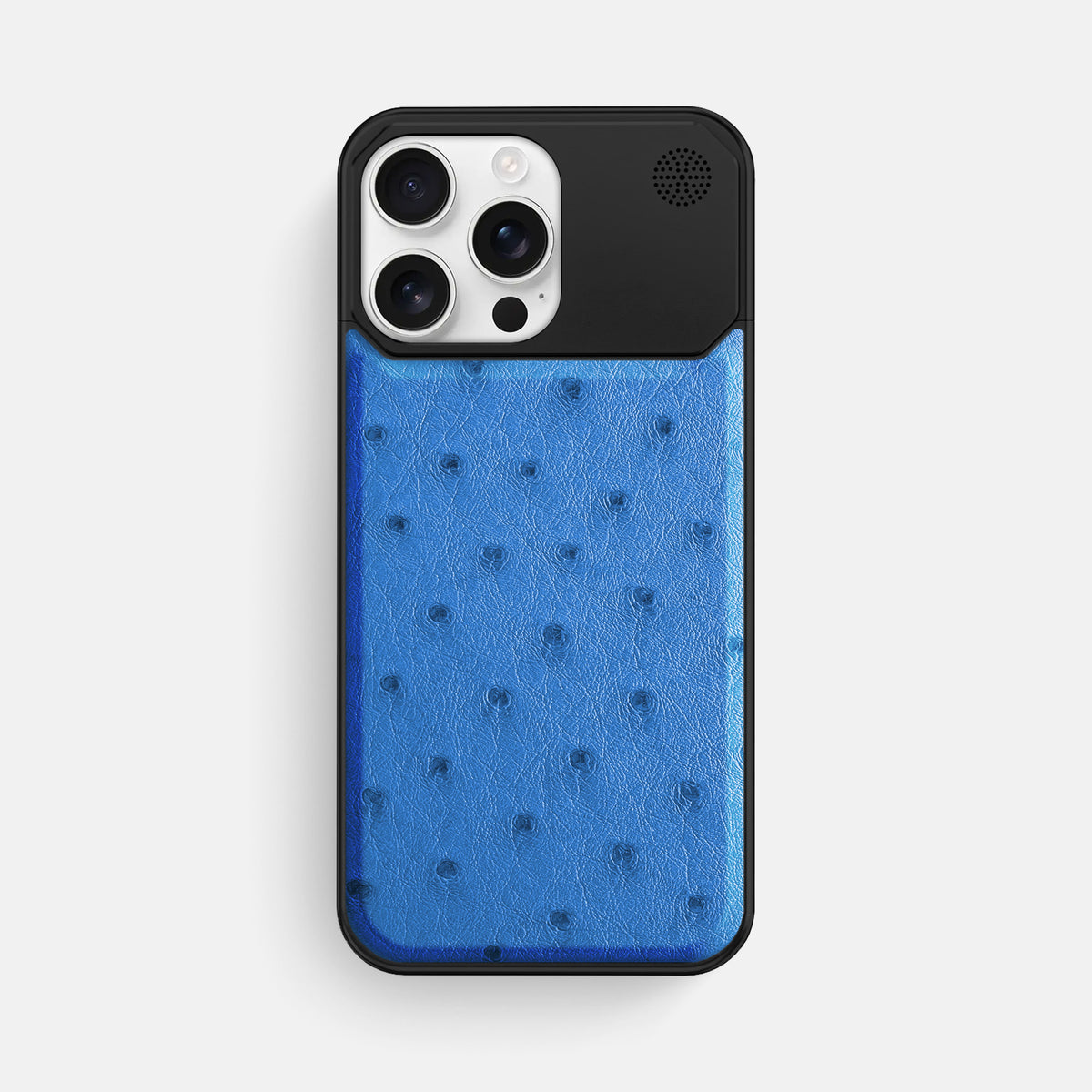 Royal-Blue iPhone 16 Pro Max Cyber Case Ostrich with Black Metal -1 | Royal-Blue-Black