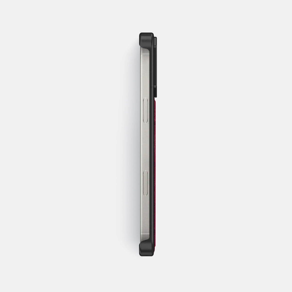 Bordeaux iPhone 16 Pro Cyber Case Ostrich with Black Metal -3 | Bordeaux-Black