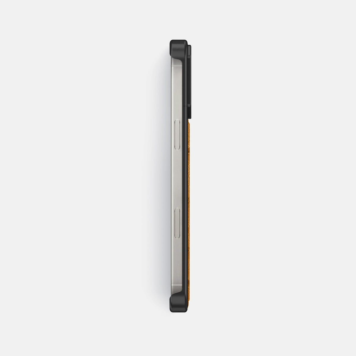 Chestnut iPhone 16 Pro Cyber Case Ostrich with Black Metal -3 | Chestnut-Black