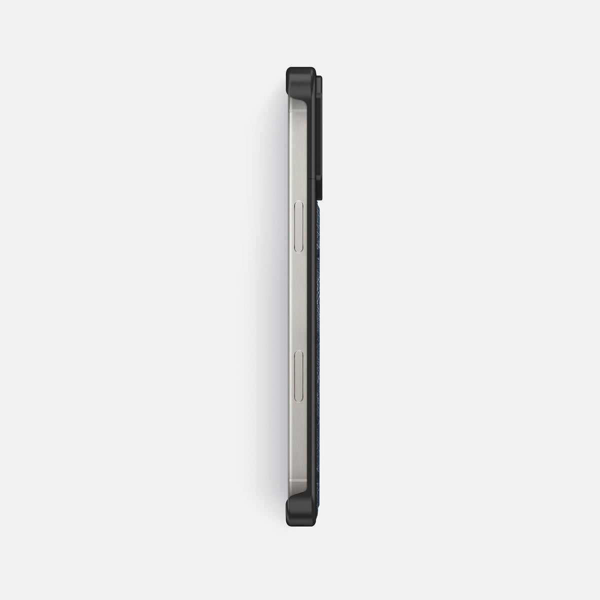 Navy-Blue iPhone 16 Pro Cyber Case Ostrich with Black Metal -3 | Navy-Blue-Black