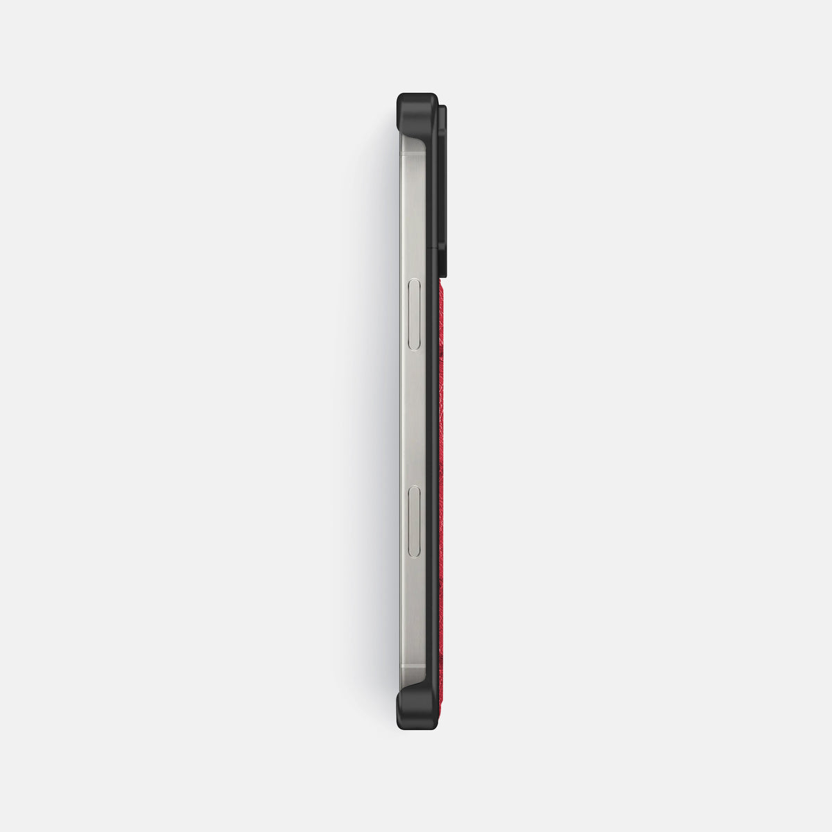 Red iPhone 16 Pro Cyber Case Ostrich with Black Metal -3 | Red-Black