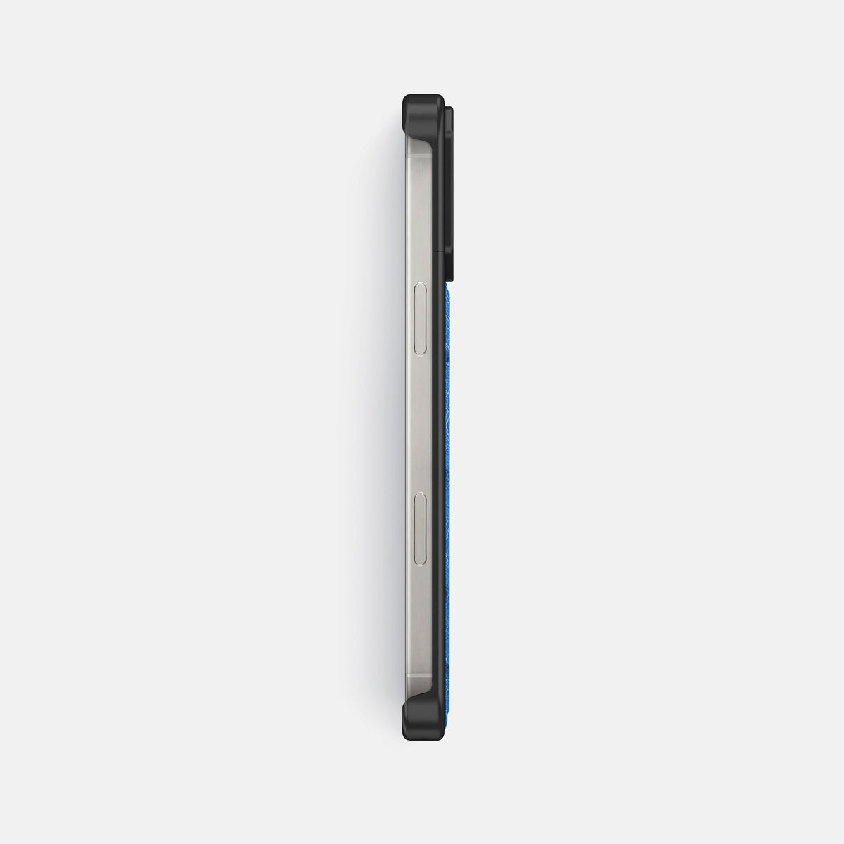 Royal-Blue iPhone 16 Pro Cyber Case Ostrich with Black Metal -3 | Royal-Blue-Black