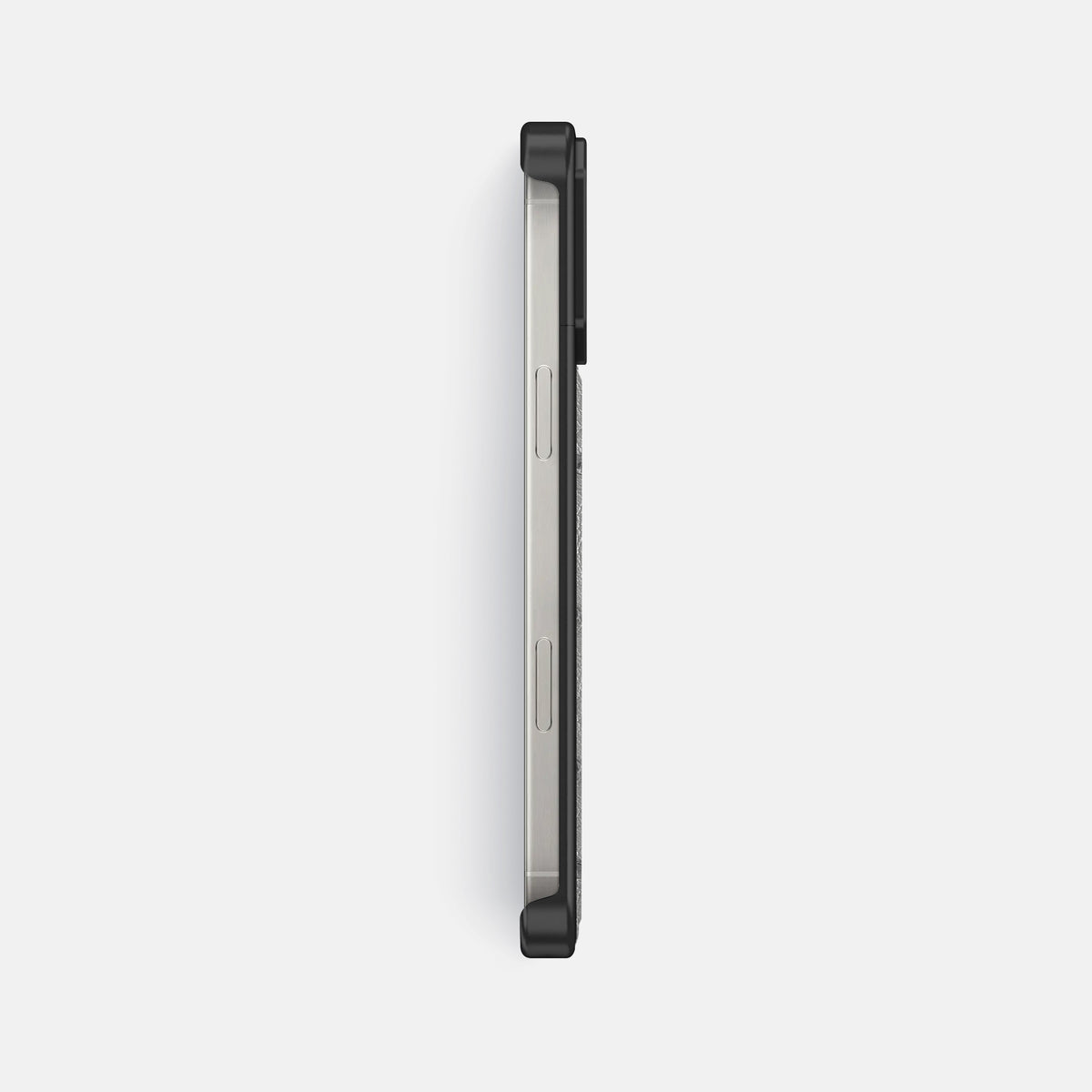 Silver iPhone 16 Pro Cyber Case Ostrich with Black Metal -3 | Silver-Black