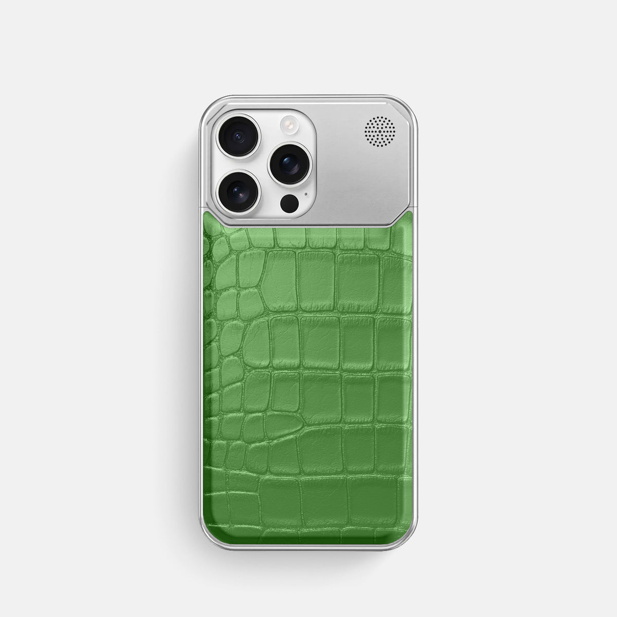 Apple-Green iPhone 16 Pro Cyber Case In Alligator with Steel -1 | Apple-Green-Steel