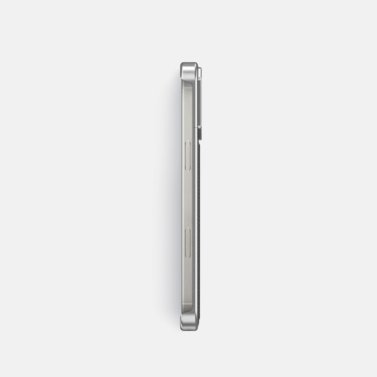 Grey iPhone 16 Pro Cyber Case Epsom-Calf with Steel Metal -3 | Grey-Steel