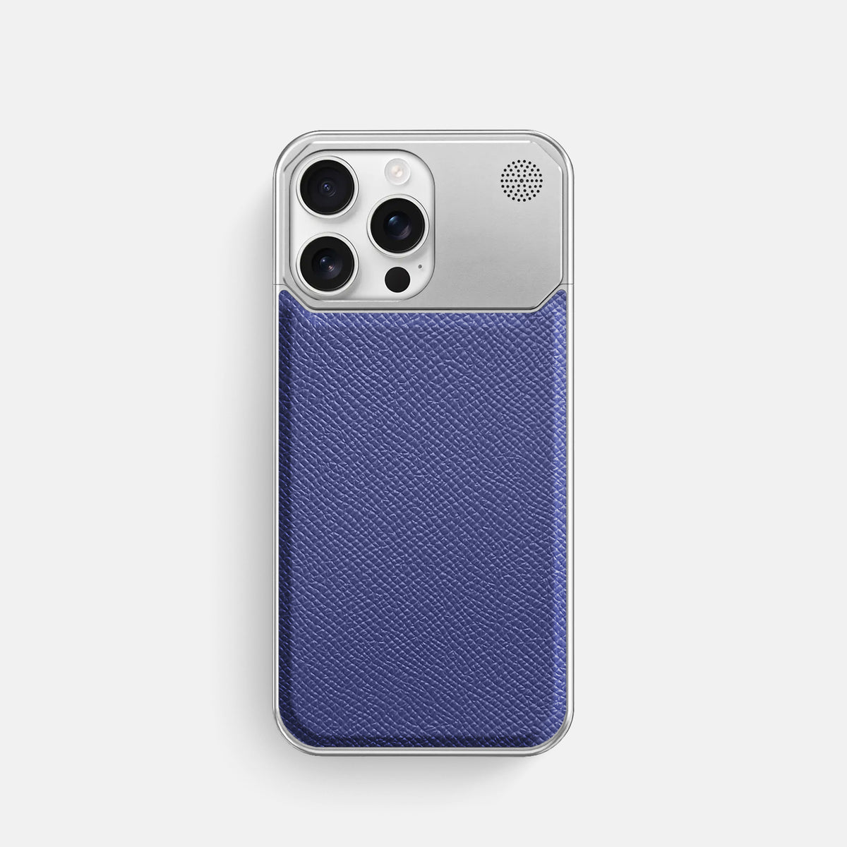 Purple iPhone 16 Pro Cyber Case Epsom-Calf with Steel Metal -1 | Purple-Steel
