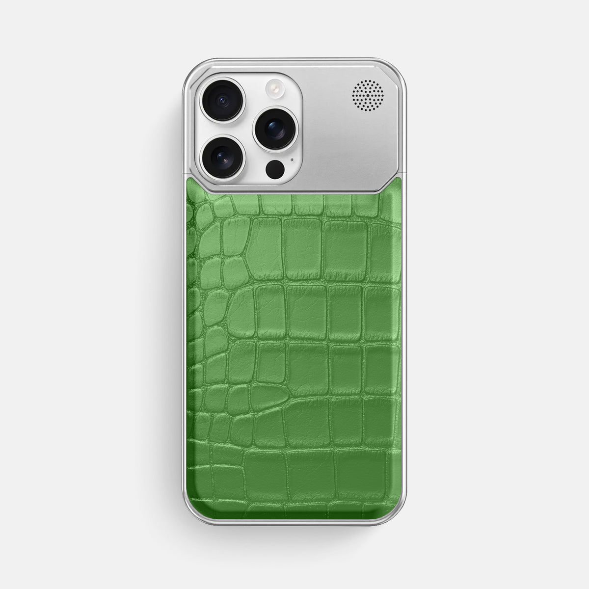 Apple-Green iPhone 16 Pro Max Cyber Case In Alligator with Steel -1 | Apple-Green-Steel