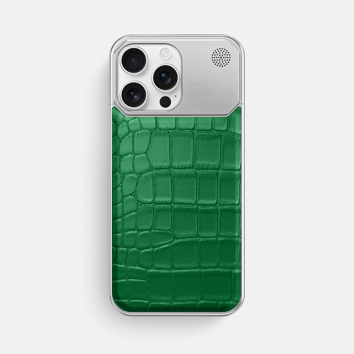 Forest-Green iPhone 16 Pro Max Cyber Case In Alligator with Steel -1 | Forest-Green-Steel