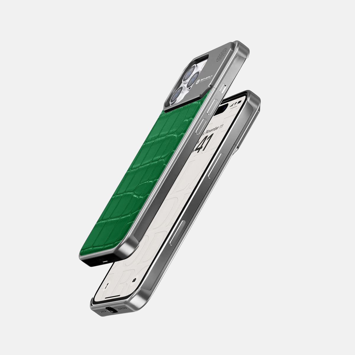 Forest-Green iPhone 16 Pro Max Cyber Case In Alligator with Steel -5 | Forest-Green-Steel