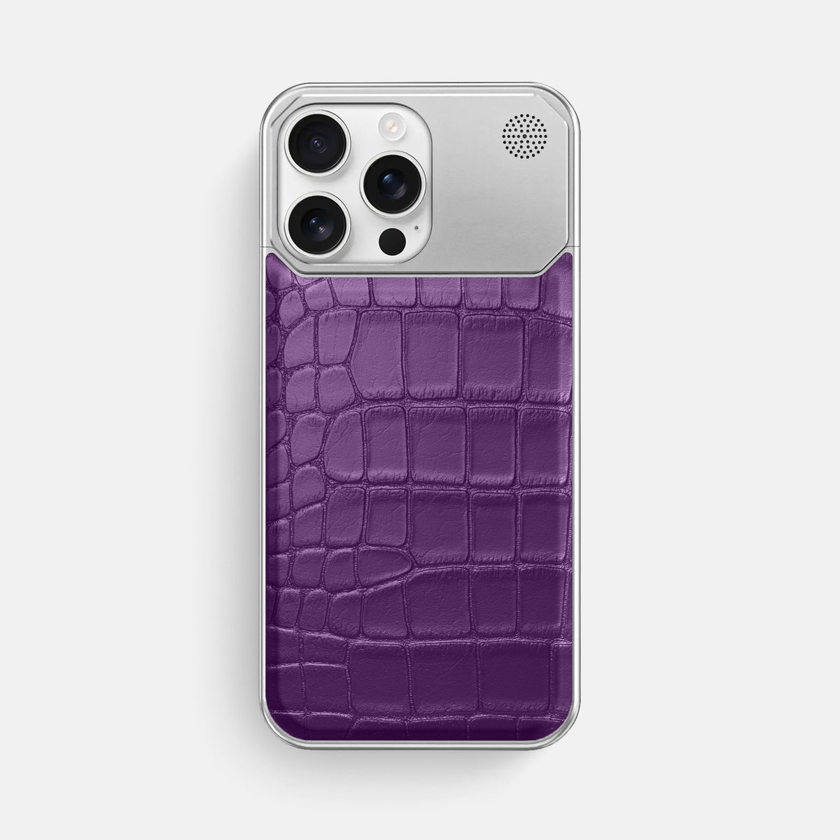 Purple iPhone 16 Pro Max Cyber Case In Alligator with Steel -1 | Purple-Steel