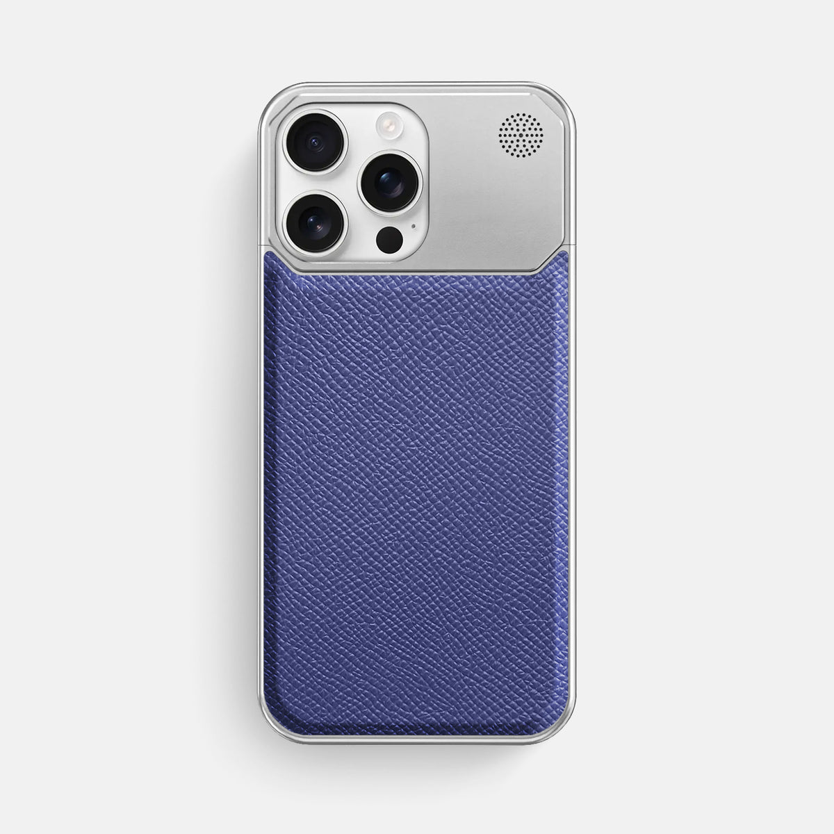 Purple iPhone 16 Pro Max Cyber Case Epsom-Calf with Steel Metal -1 | Purple-Steel