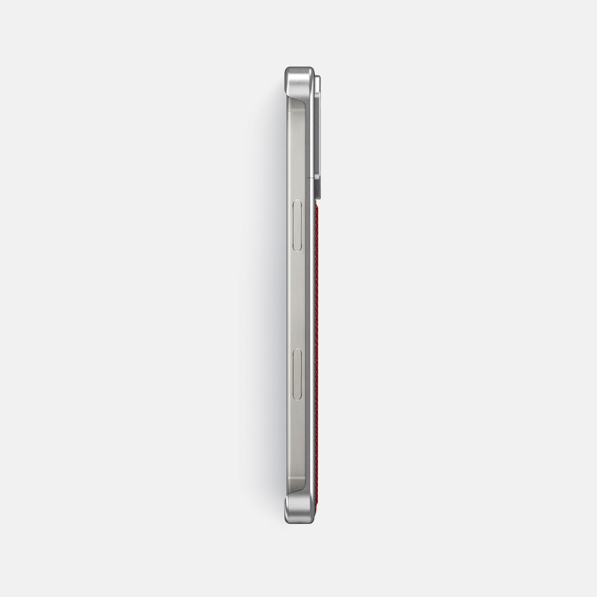 Red iPhone 16 Pro Max Cyber Case Epsom-Calf with Steel Metal -3 | Red-Steel