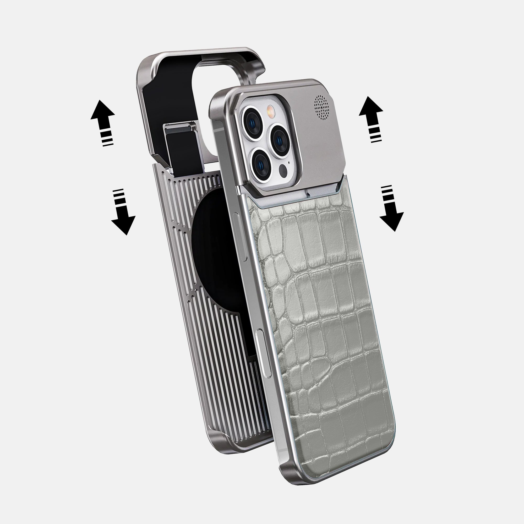 Metal Case For iPhone 16 Pro Max In Metallic Alligator · Labodet