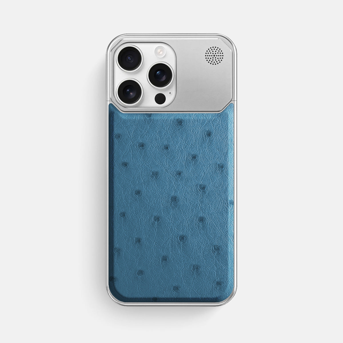 Blue-Jeans iPhone 16 Pro Max Cyber Case Ostrich with Steel -1 | Blue-Jeans-Steel
