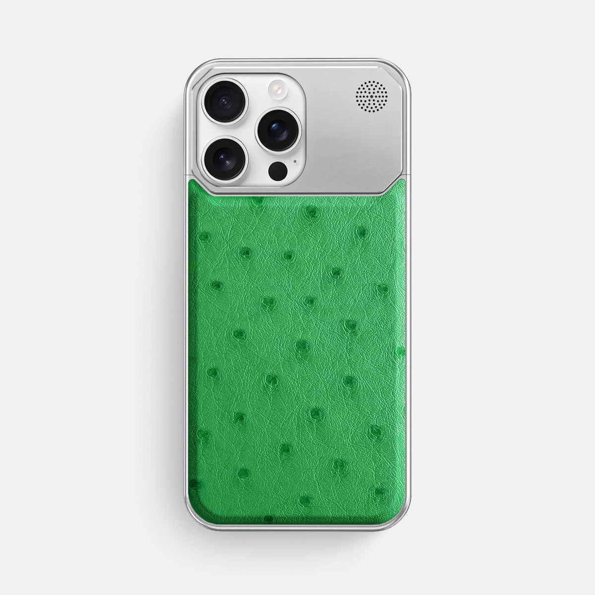 Kentucky Green iPhone 16 Pro Max Cyber Case Ostrich with Steel -1 | Kentucky-Green-Steel