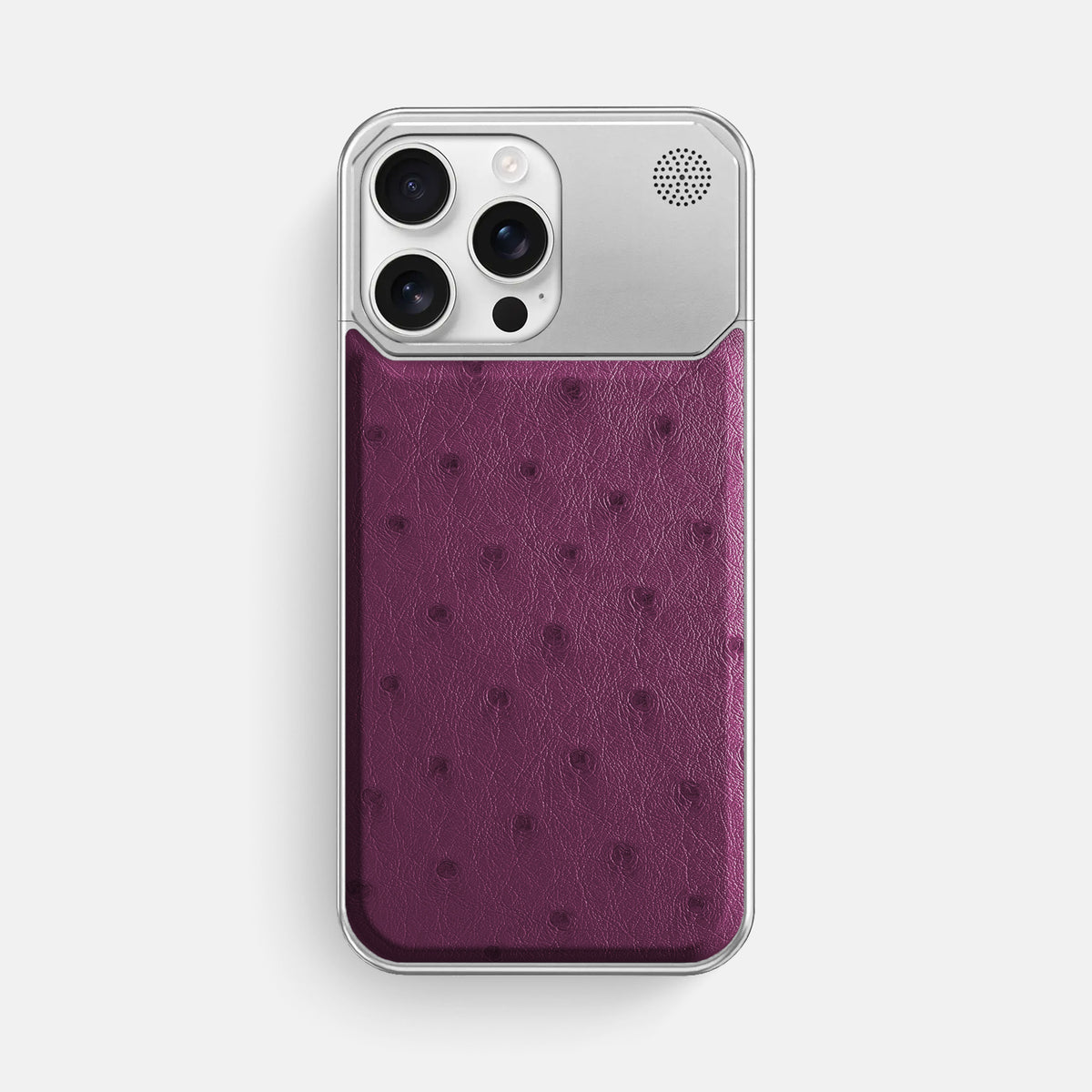 Purple iPhone 16 Pro Max Cyber Case Ostrich with Steel -1 | Purple-Steel
