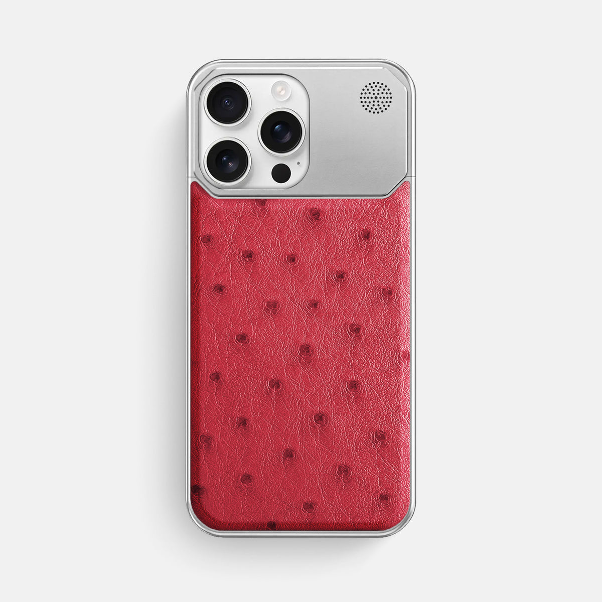 Red iPhone 16 Pro Max Cyber Case Ostrich with Steel -1 | Red-Steel