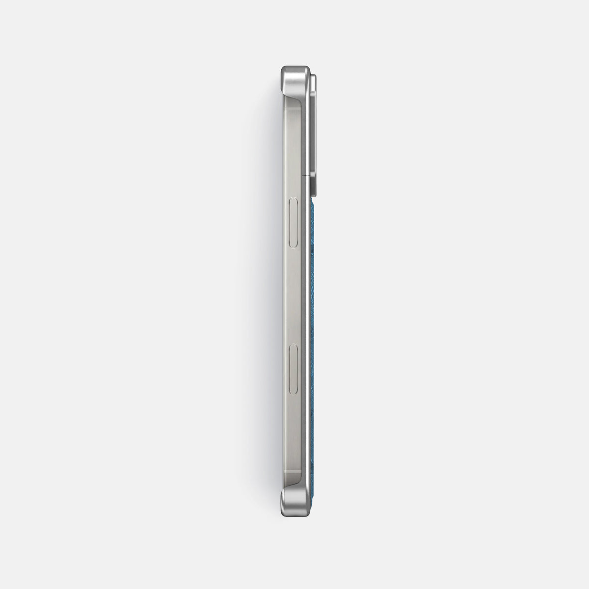 Blue-Jeans iPhone 16 Pro Cyber Case Ostrich with Steel -3 | Blue-Jeans-Steel