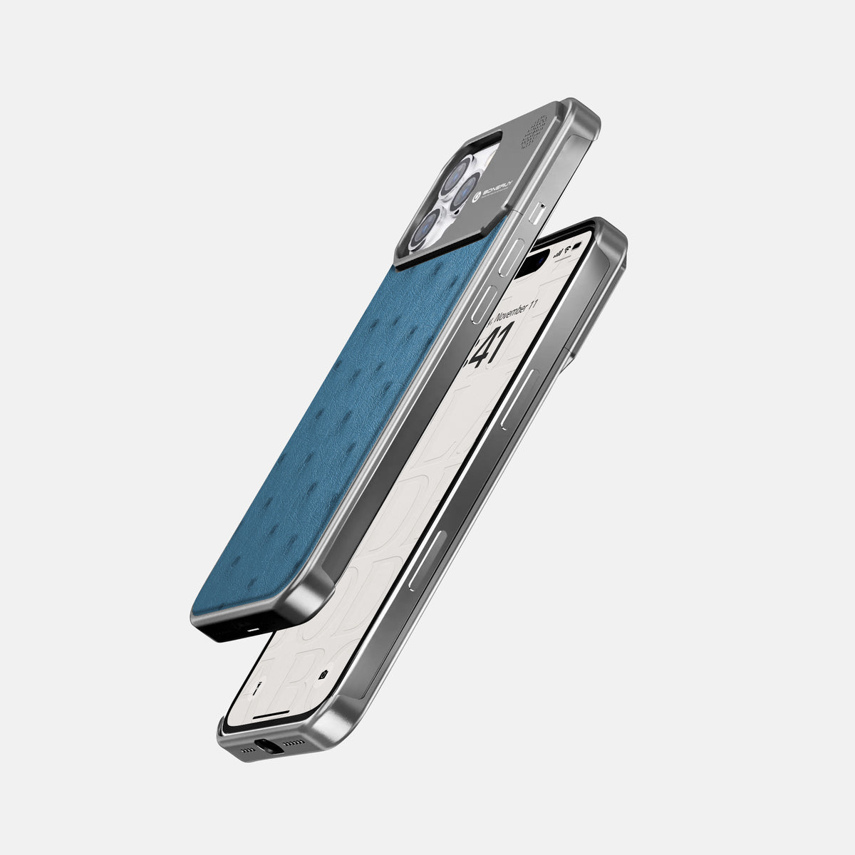 Blue-Jeans iPhone 16 Pro Cyber Case Ostrich with Steel -5 | Blue-Jeans-Steel