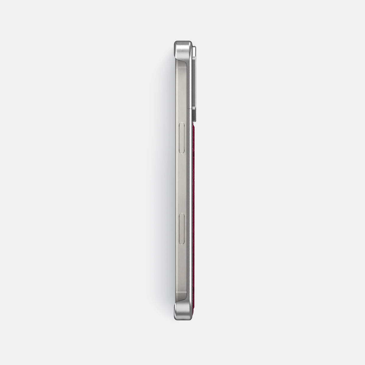 Bordeaux iPhone 16 Pro Cyber Case Ostrich with Steel -3 | Bordeaux-Steel